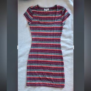 Revolve Privacy Please Square Neck Striped Ribbed Dress Mini Skirt (love&lemons)